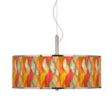 Flame Mosaic Giclee Glow 20&quot; Wide Pendant Light