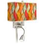 Flame Mosaic Giclee Glow LED Reading Light Plug-In Sconce