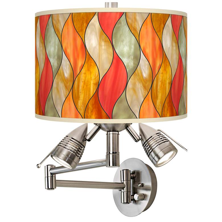 Image 1 Flame Mosaic Giclee Plug-In Swing Arm Wall Lamp