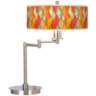 Flame Mosaic Giclee Shade with LED Modern Swing Arm Desk Lamp