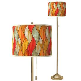 Image1 of Flame Mosaic Giclee Warm Gold Stick Floor Lamp