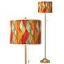 Flame Mosaic Giclee Warm Gold Stick Floor Lamp