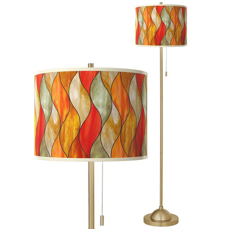 Image 1 Flame Mosaic Giclee Warm Gold Stick Floor Lamp