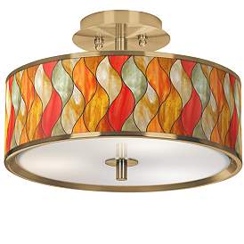 Image1 of Flame Mosaic Gold 14" Wide Ceiling Light