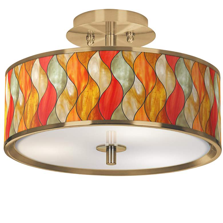 Image 1 Flame Mosaic Gold 14" Wide Ceiling Light