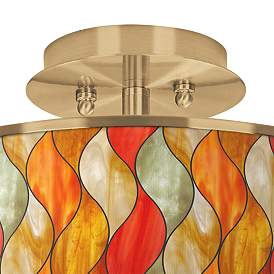 Image2 of Flame Mosaic Gold 14" Wide Ceiling Light more views
