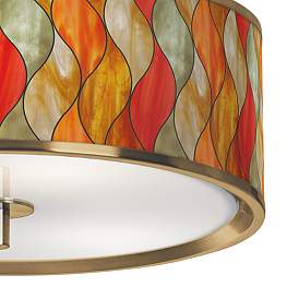 Image3 of Flame Mosaic Gold 14" Wide Ceiling Light more views