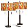 Flame Mosaic Robbie Bronze USB Table Lamps Set of 2