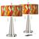 Flame Mosaic Vicki Brushed Nickel USB Table Lamps Set of 2