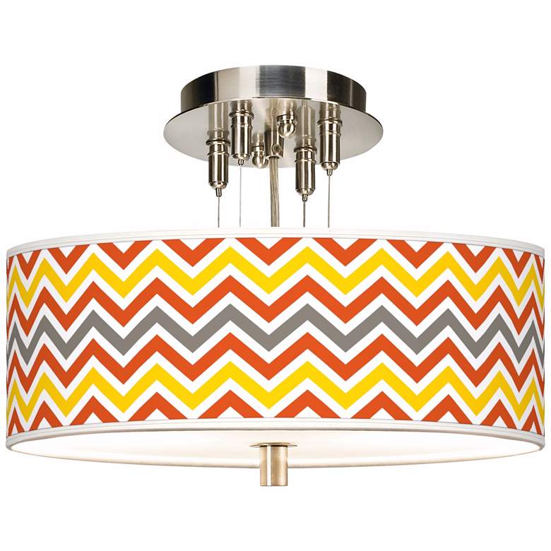 Image 1 Flame Zig Zag Giclee 14 inch Wide Ceiling Light