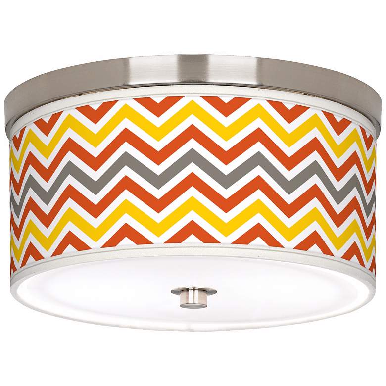 Image 1 Flame Zig Zag Giclee Nickel 10 1/4 inch Wide Ceiling Light