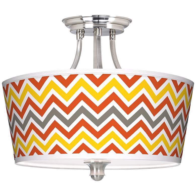 Image 1 Flame Zig Zag Tapered Drum Giclee Ceiling Light