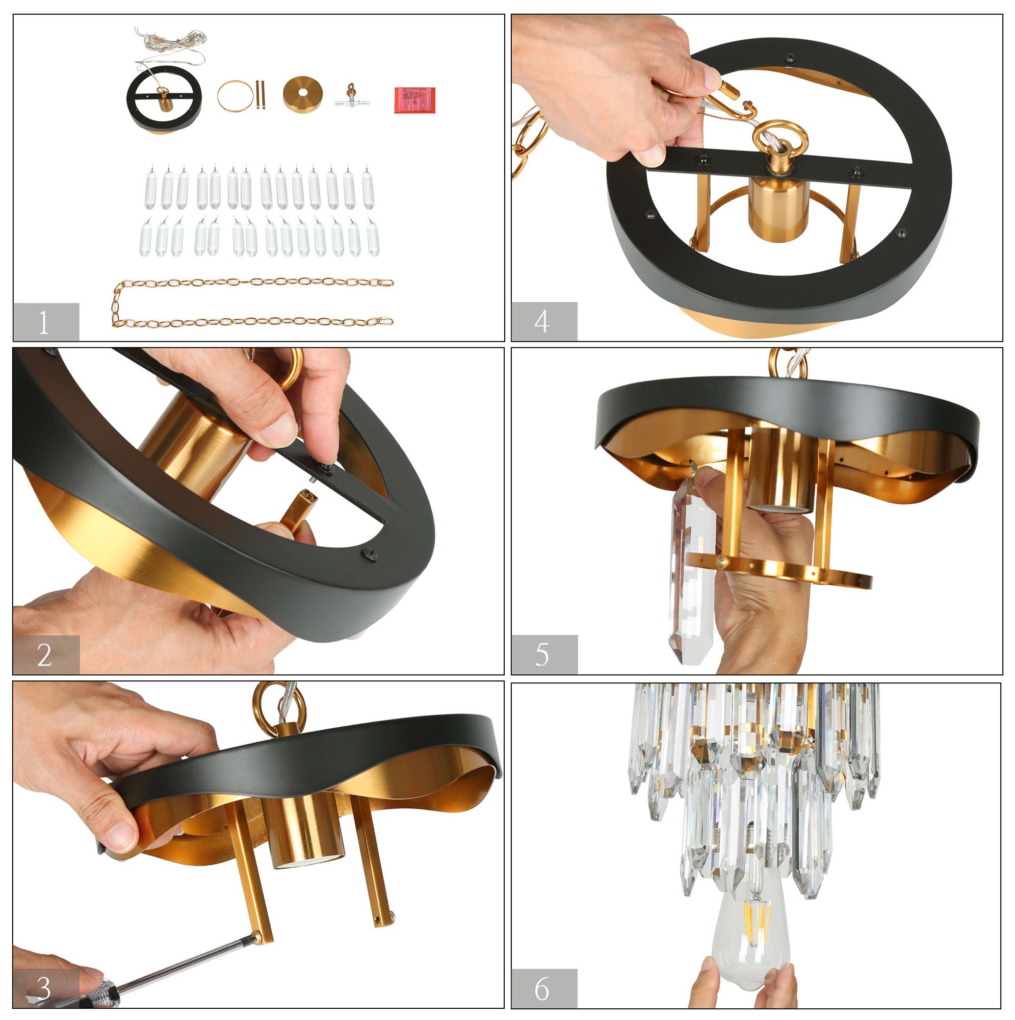 Flamgo 1-Light Crystal Pendant Light