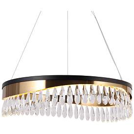 Image1 of Flamgo 1-Light Gold Black Crystal LED Chandelier