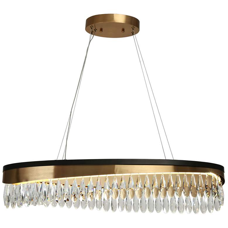 Image 1 Flamgo 1-Light Gold Black Crystal LED Island Chandelier