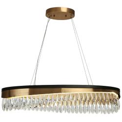 Flamgo 1-Light Gold Black Crystal LED Island Chandelier