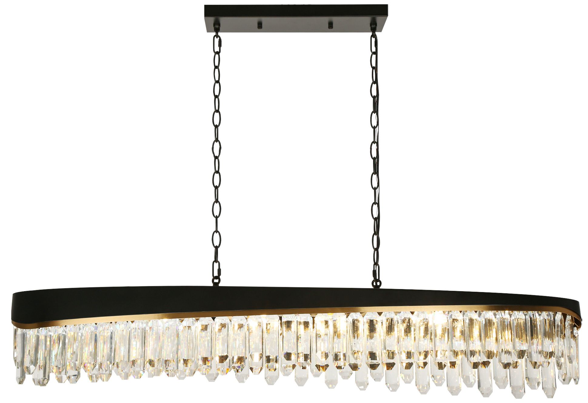 Flamgo 10-Light Gold Black Crystal Island Chandelier - Made to Order