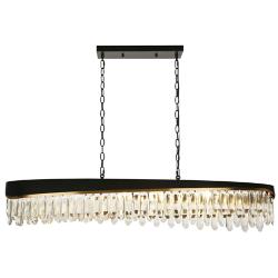 Flamgo 10-Light Gold Black Crystal Island Chandelier