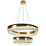 2_Flamgo 31 1/2" Wide Brass and Crystal 2-Tier LED Chandelier