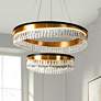 1_Flamgo 31 1/2" Wide Brass and Crystal 2-Tier LED Chandelier