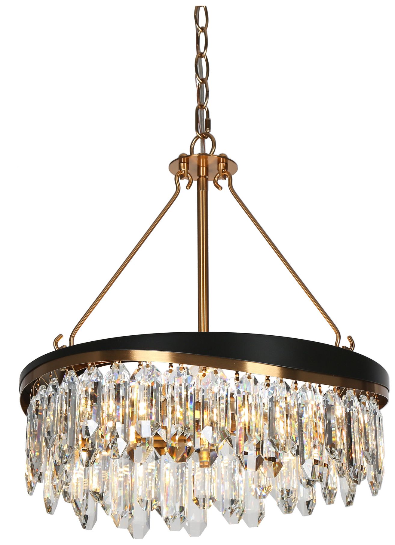 Image 2 Flamgo 4-Light Gold Black Drum Crystal Chandelier