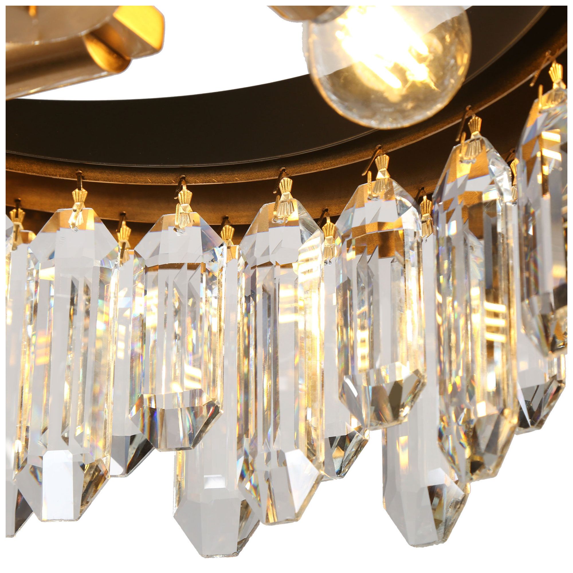 Image 4 Flamgo 4-Light Gold Black Drum Crystal Chandelier more views
