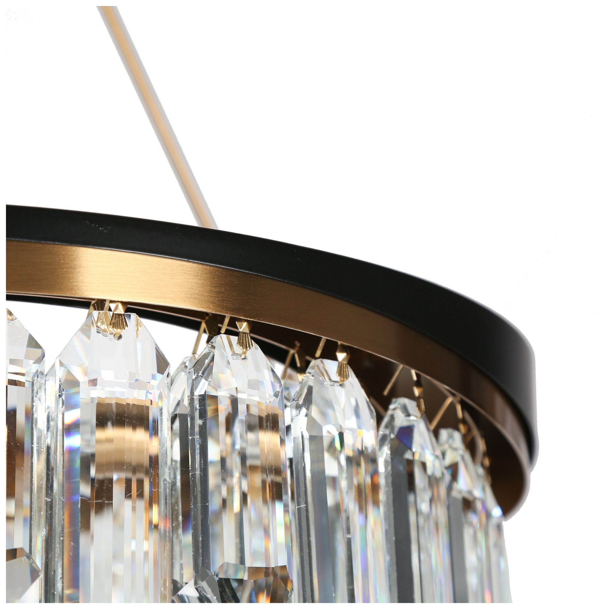 Flamgo 4-Light Gold Black Drum Crystal Chandelier