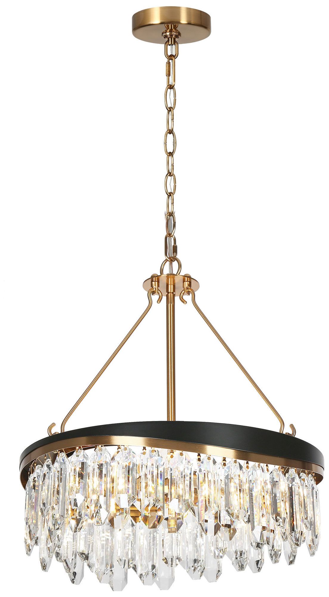 Flamgo 4-Light Gold Black Drum Crystal Chandelier