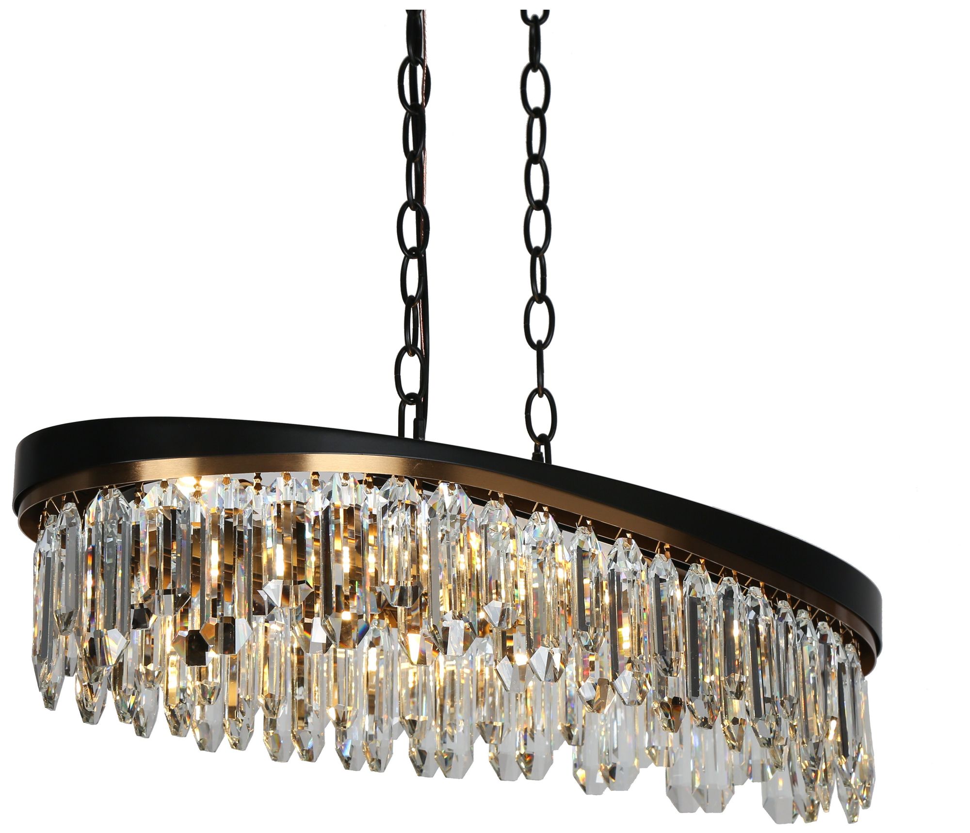 Flamgo 6-Light Gold Black Crystal Island Chandelier - Made to Order