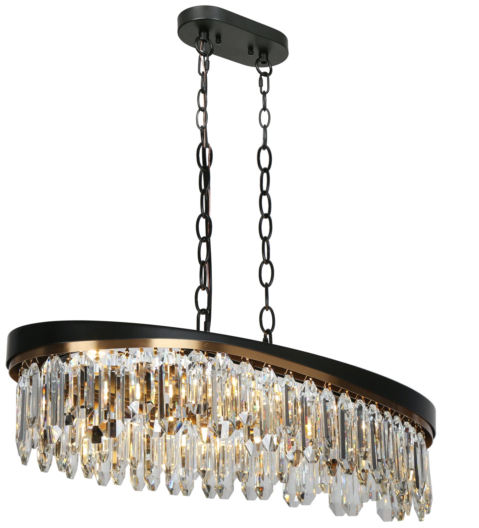 Flamgo 6-Light Gold Black Crystal Island Chandelier - Made to Order