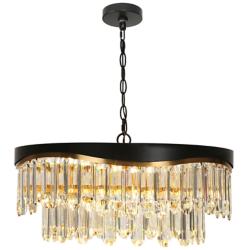 Flamgo 9-Light Gold Black Drum Crystal Chandelier