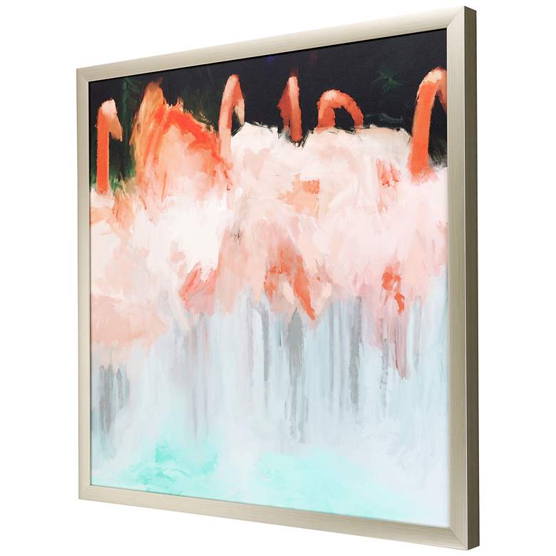 Image 4 Flamingo Dance 43" Square Giclee Framed Canvas Wall Art more views