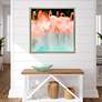 Flamingo Dance 43" Square Giclee Framed Canvas Wall Art