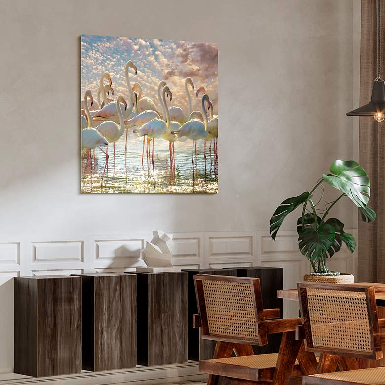 Image 4 Flamingo Flair 38" Square Frameless Printed Glass Wall Art more views