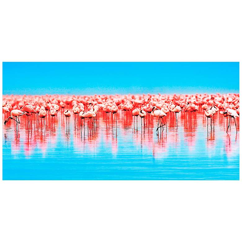 Image 2 Flamingo Flock 50 3/4 inch Wide Free Floating Glass Wall Art