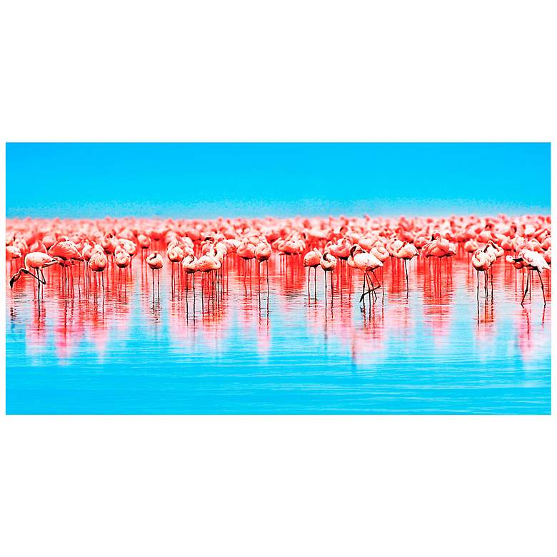 Image 2 Flamingo Flock 50 3/4" Wide Free Floating Glass Wall Art