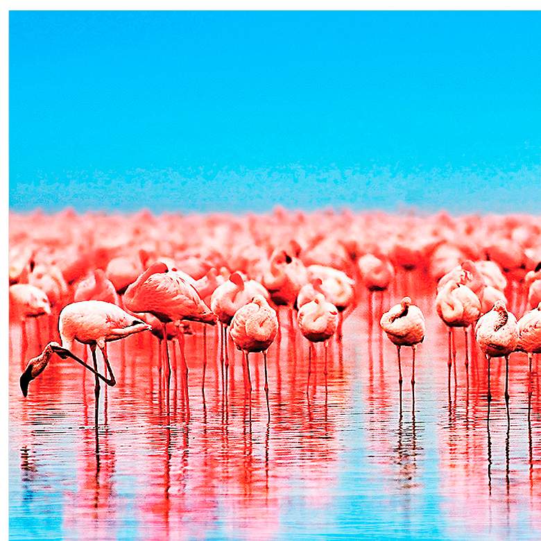 Image 3 Flamingo Flock 50 3/4 inch Wide Free Floating Glass Wall Art more views