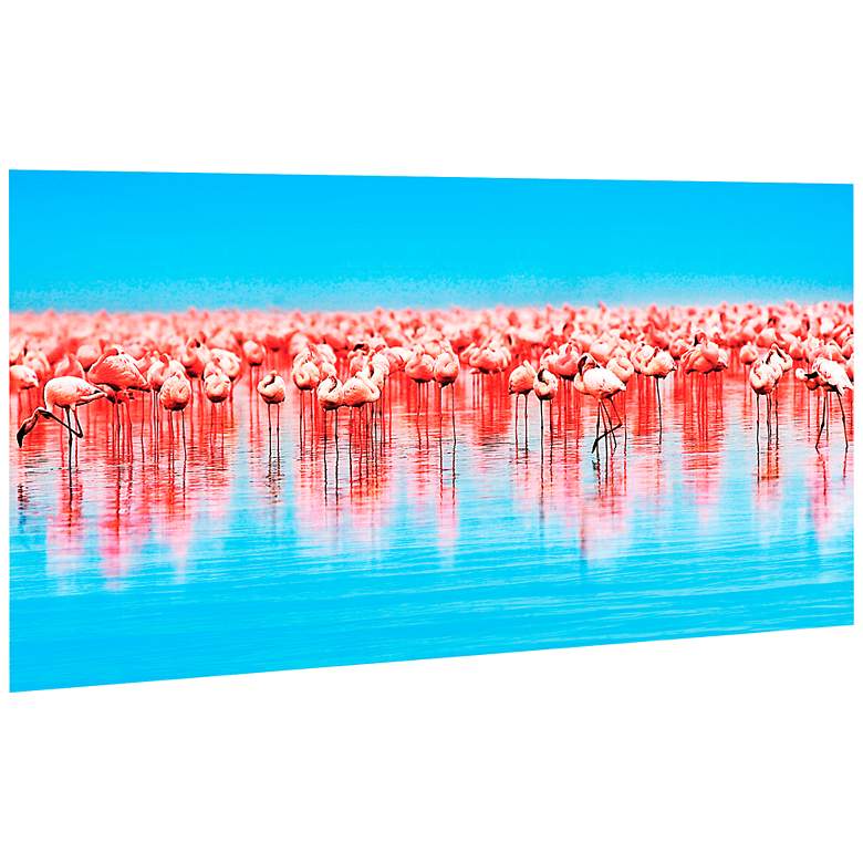 Image 4 Flamingo Flock 50 3/4 inch Wide Free Floating Glass Wall Art more views