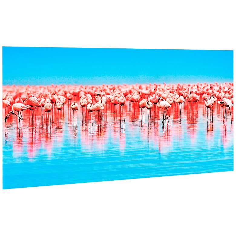 Image 4 Flamingo Flock 50 3/4" Wide Free Floating Glass Wall Art more views