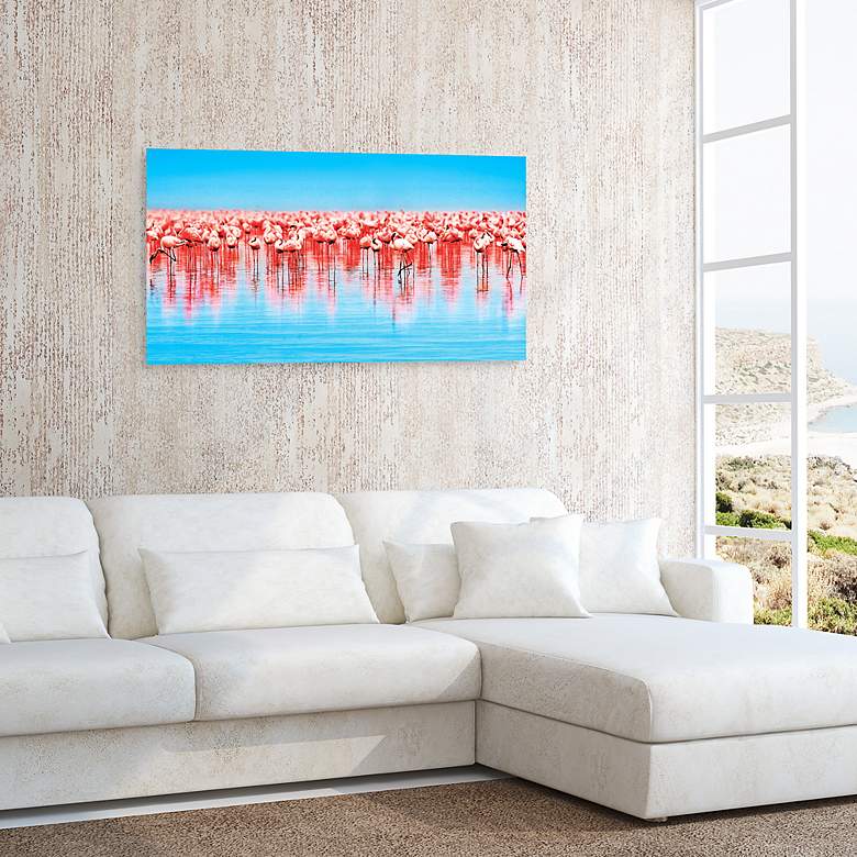 Image 5 Flamingo Flock 50 3/4" Wide Free Floating Glass Wall Art more views