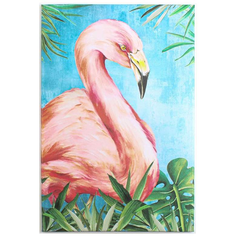Image 1 Flamingo Hot Tropics I 34"H Giclee Canvas Framed Wall Art