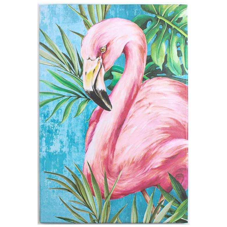 Image 1 Flamingo Hot Tropics II 34"H Giclee Canvas Framed Wall Art