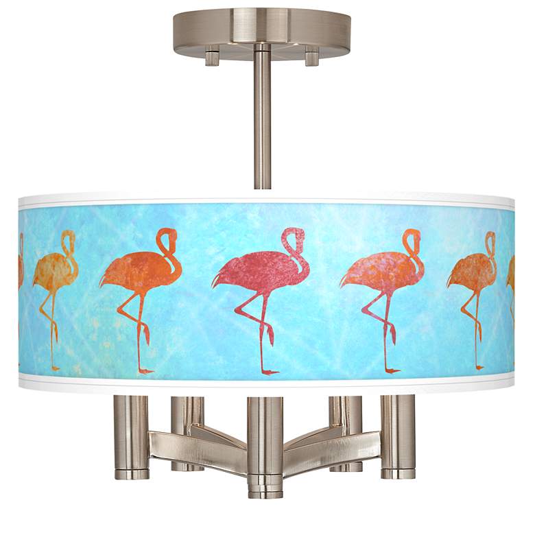 Image 1 Flamingo Shade Ava 5-Light Nickel Ceiling Light