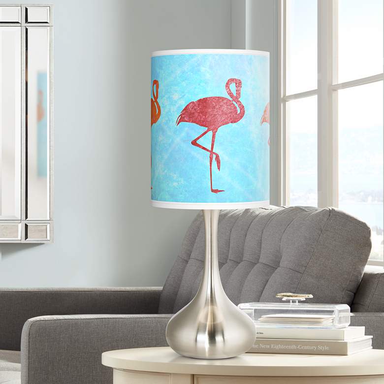 Image 1 Flamingo Shade Giclee Droplet Table Lamp