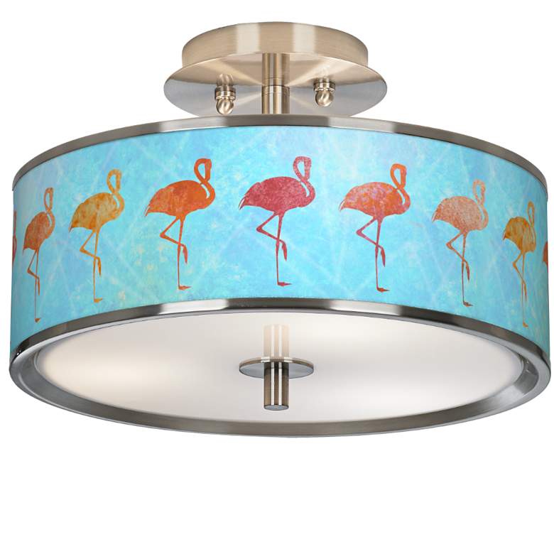 Image 1 Flamingo Shade Giclee Glow 14 inch Wide Ceiling Light