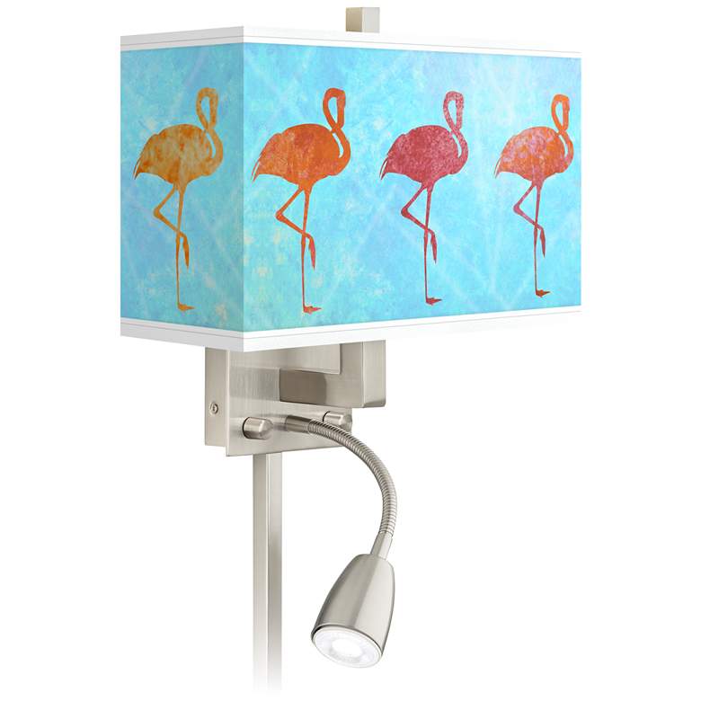 Image 1 Flamingo Shade Giclee Glow LED Reading Light Plug-In Sconce
