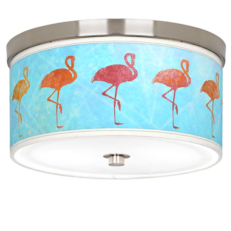 Image 1 Flamingo Shade Giclee Nickel 10 1/4" Wide Ceiling Light