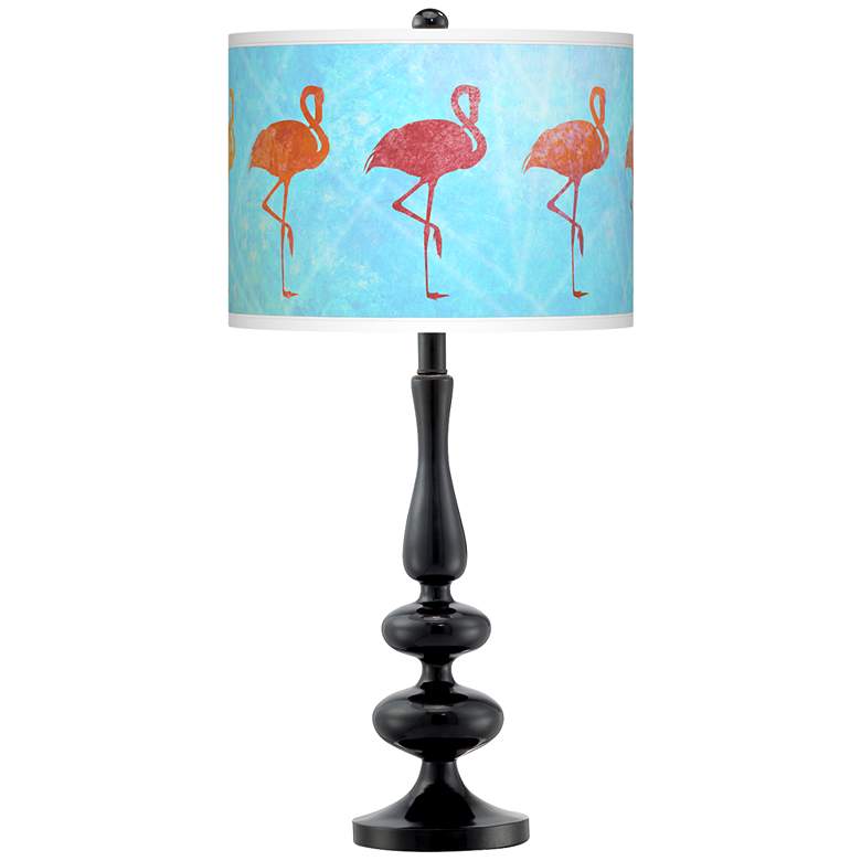 Image 1 Flamingo Shade Giclee Paley Black Table Lamp