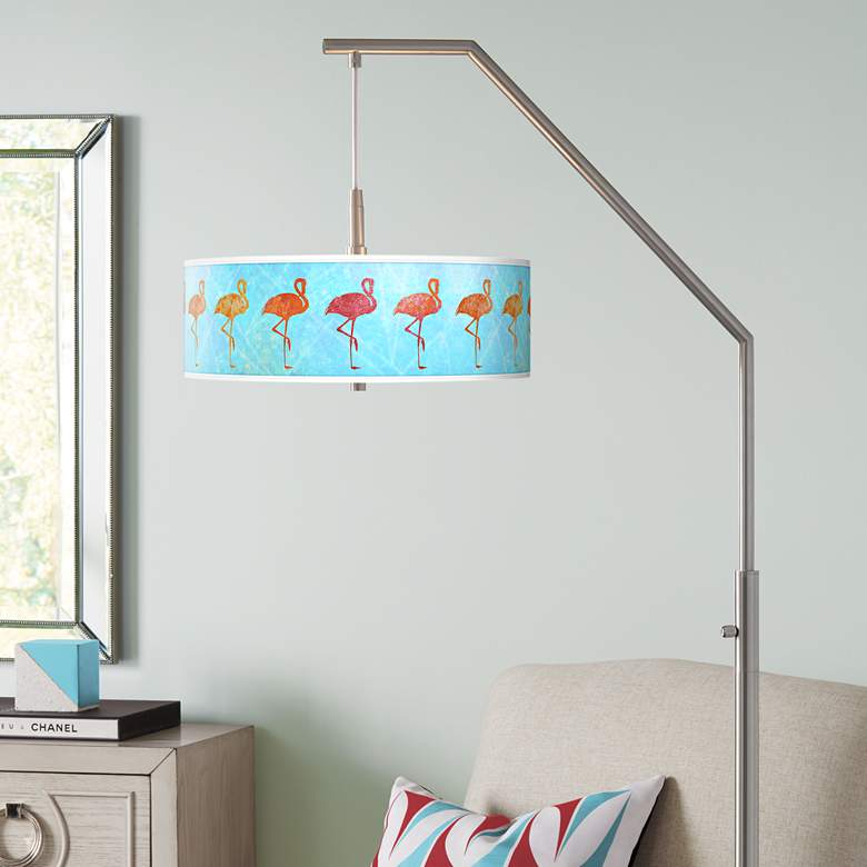 Image 1 Flamingo Shade Giclee Shade Arc Floor Lamp