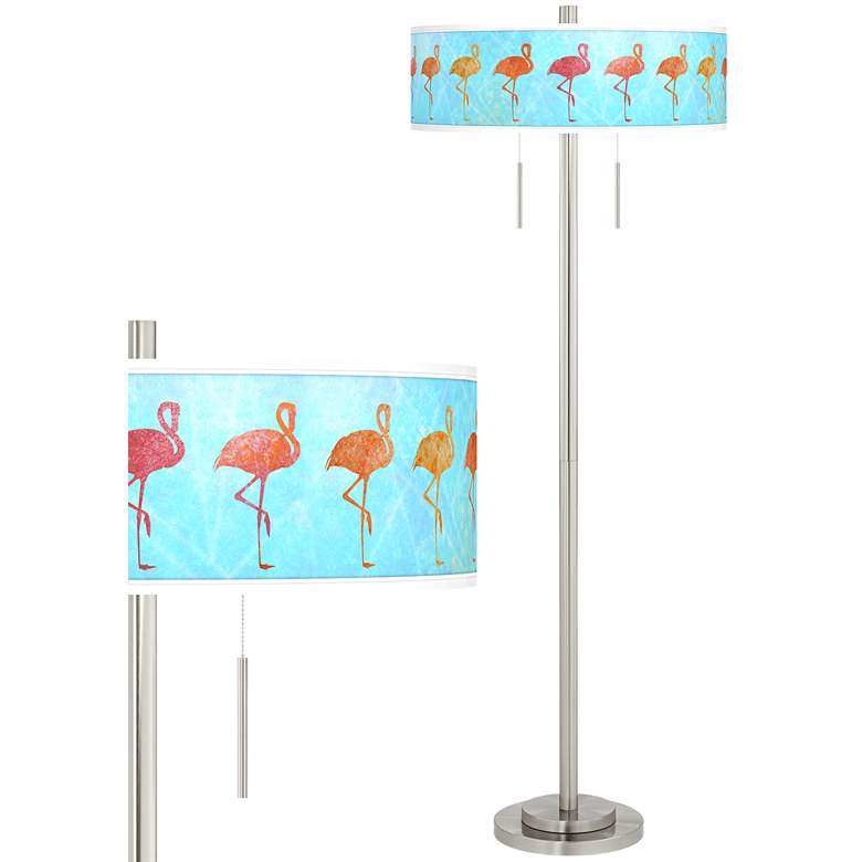 Image 1 Flamingo Shade Taft Giclee Brushed Nickel Floor Lamp